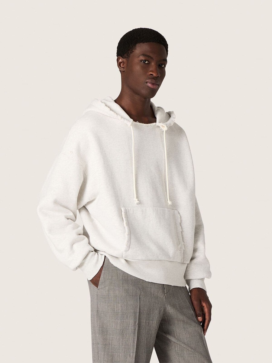 bluza z kapturem unisex star z bawełny w kolorze szarego melanżu
