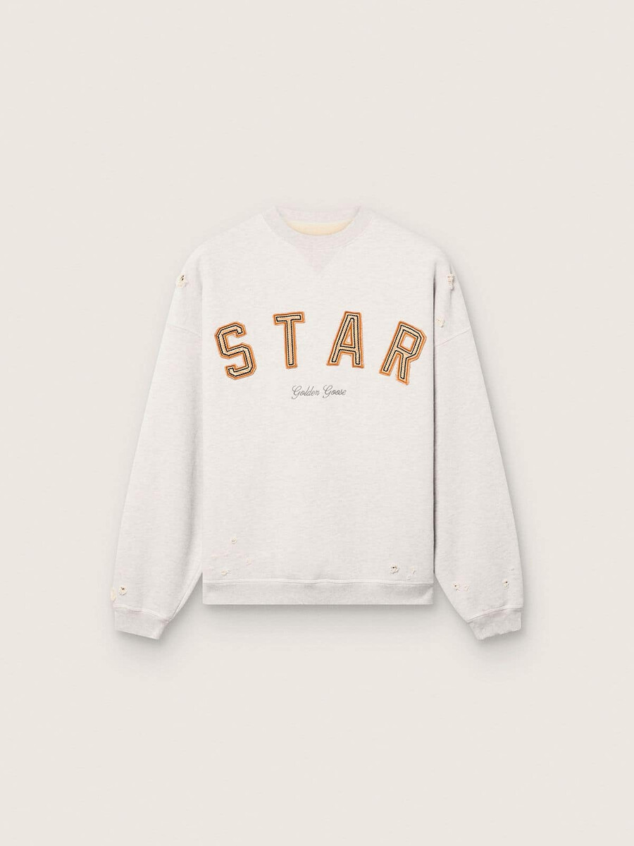 bluza unisex star z bawełny w kolorze szarego melanżu z haftem „star
