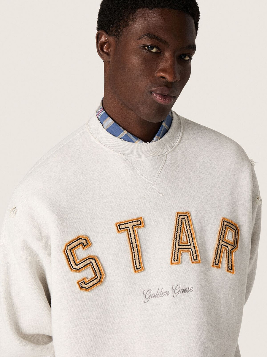 bluza unisex star z bawełny w kolorze szarego melanżu z haftem „star