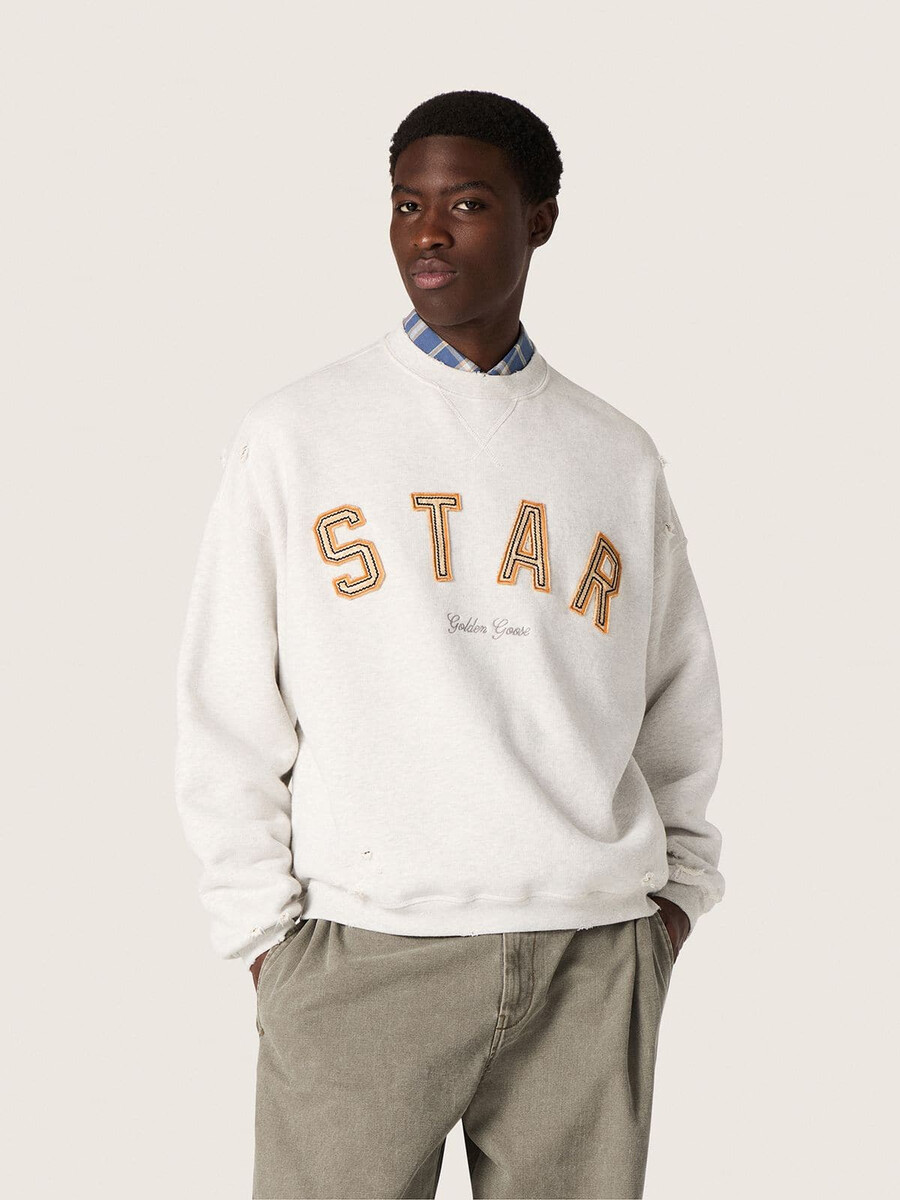 bluza unisex star z bawełny w kolorze szarego melanżu z haftem „star