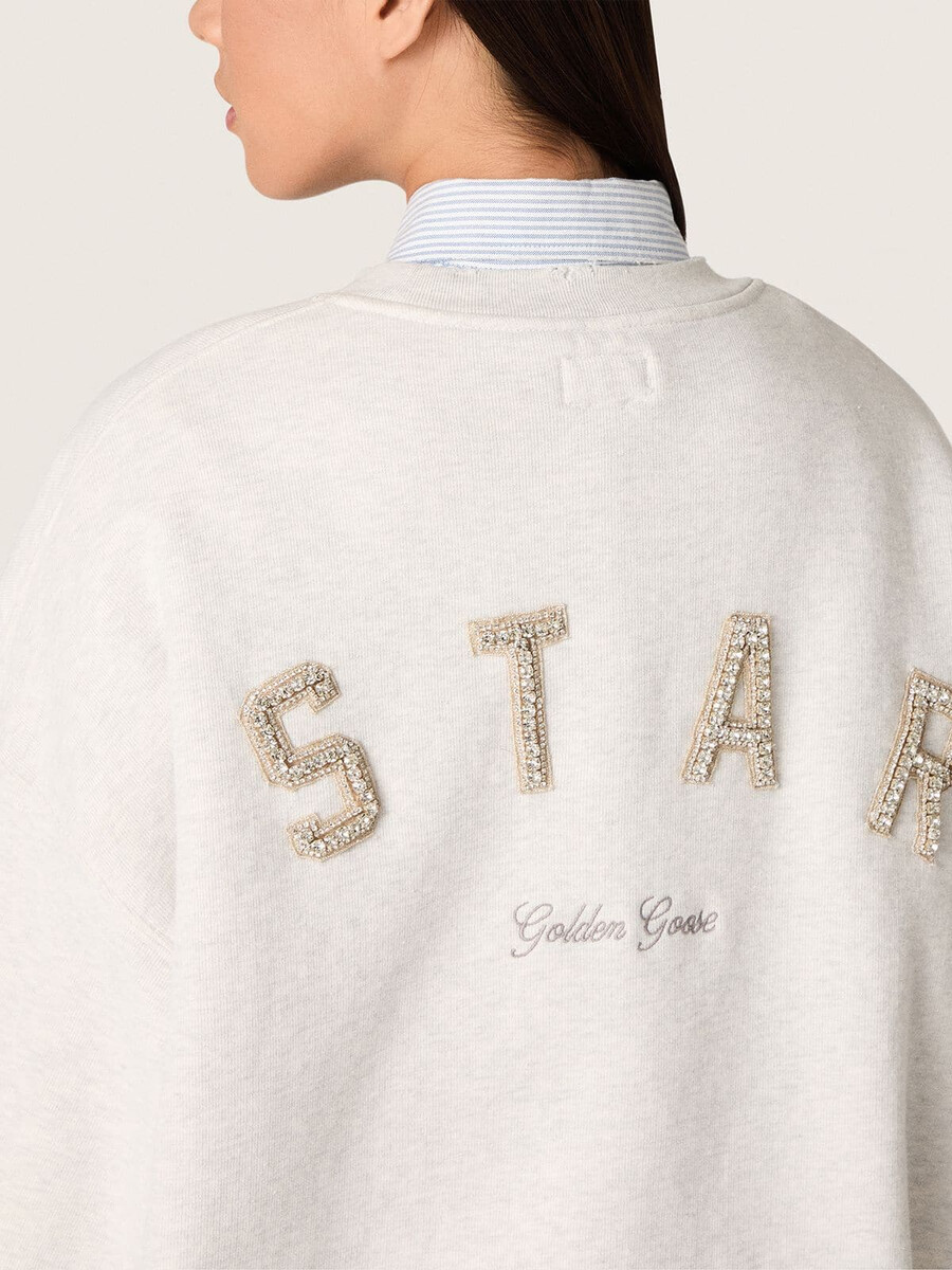 bluza unisex star z szarej bawełny z haftem i kryształkami