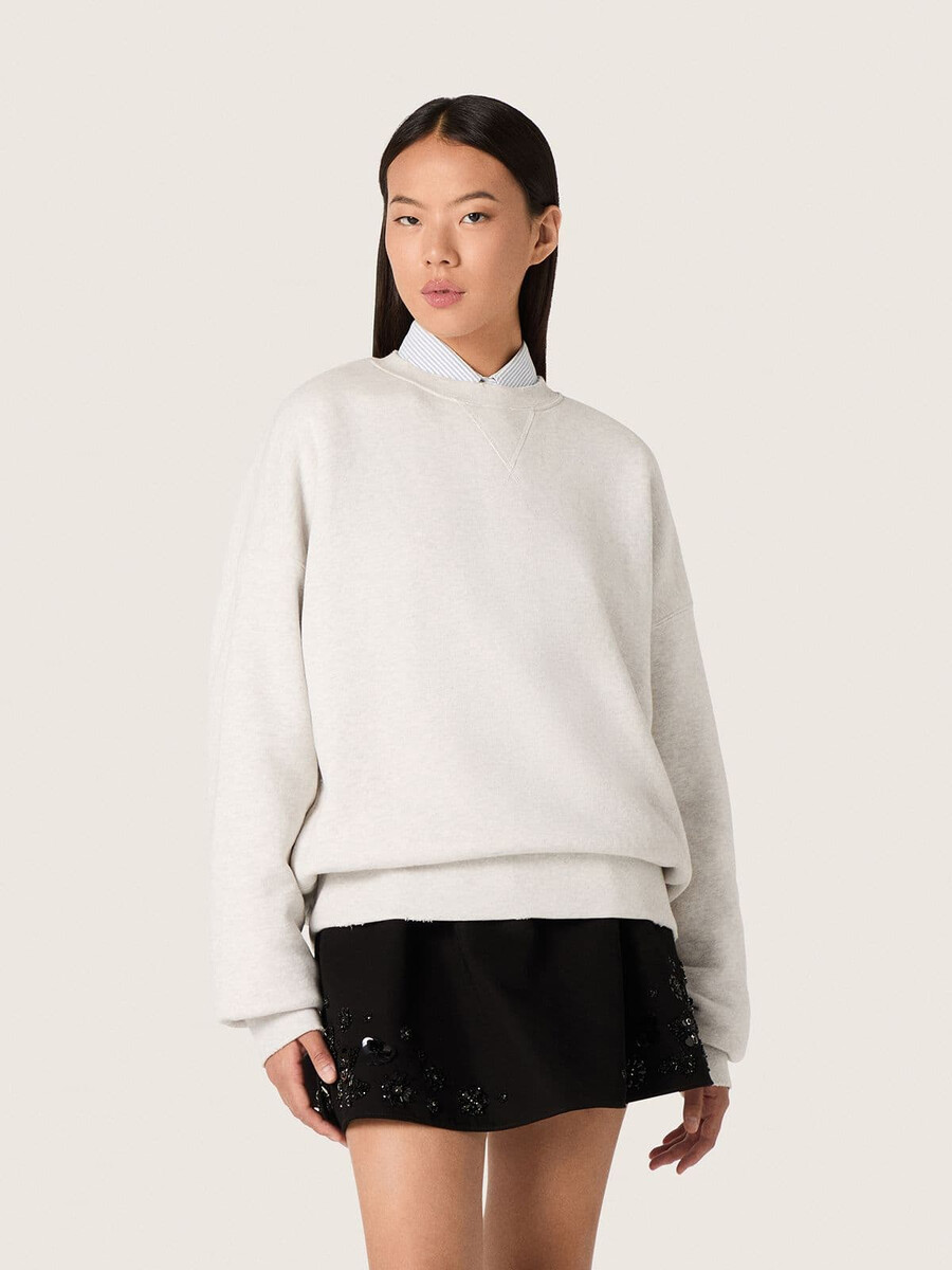 bluza unisex star z szarej bawełny z haftem i kryształkami