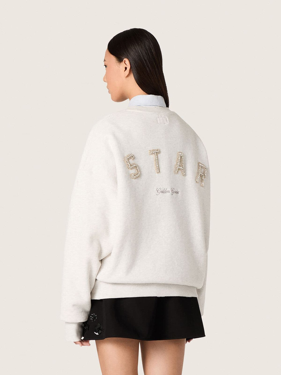 bluza unisex star z szarej bawełny z haftem i kryształkami
