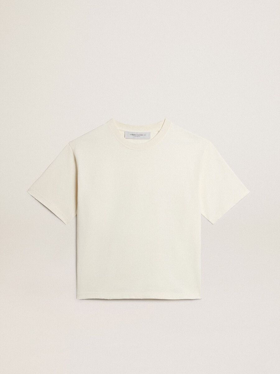 koszulka w kolorze postarzanej bieli z odwróconym logo z tyłu - jersey capsule
