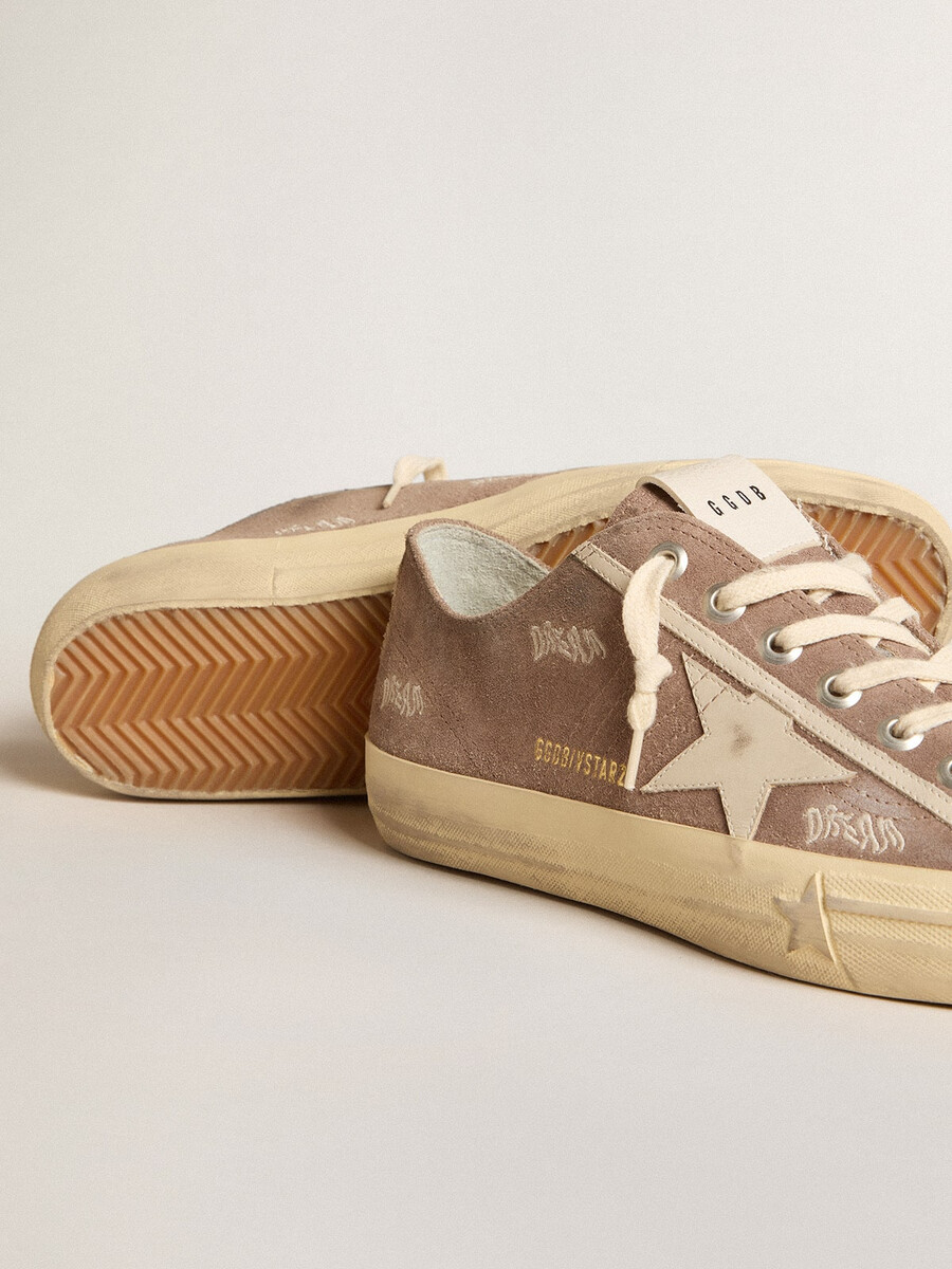 męskie buty v-star z zamszu w kolorze gołębiej szarości z jasnoszarą gwiazdą ze skóry