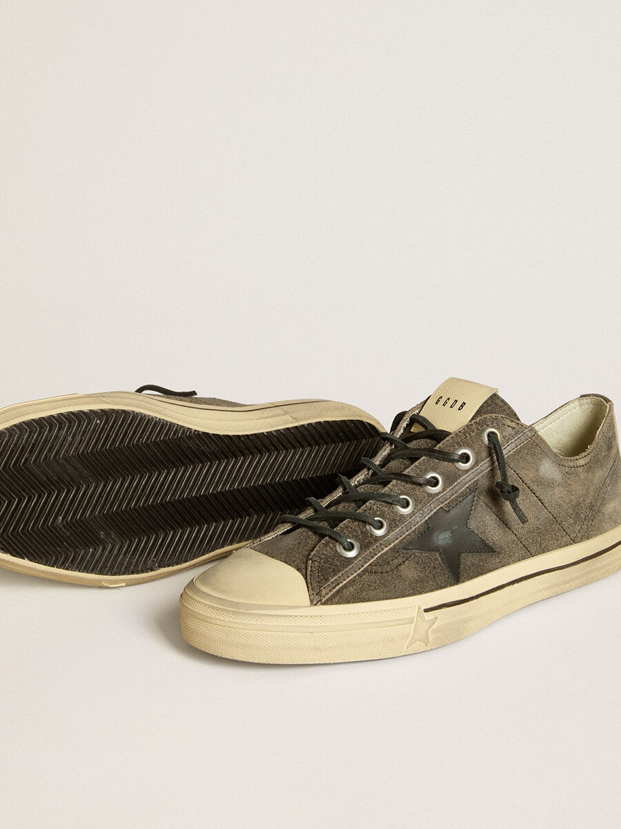 męskie buty v-star z czarnego zamszu z czarną skórzaną gwiazdą